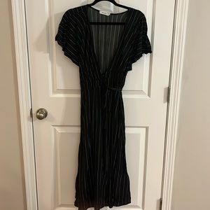 EUC-Charlotte Striped Maxi Wrap Dress, Black and White